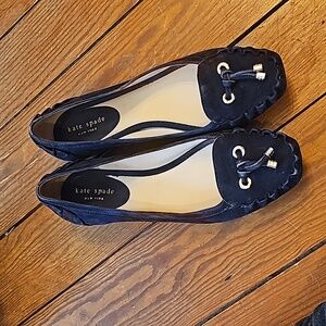 Kate Spade Navy Blue suede loafers with tassel's size 8.5